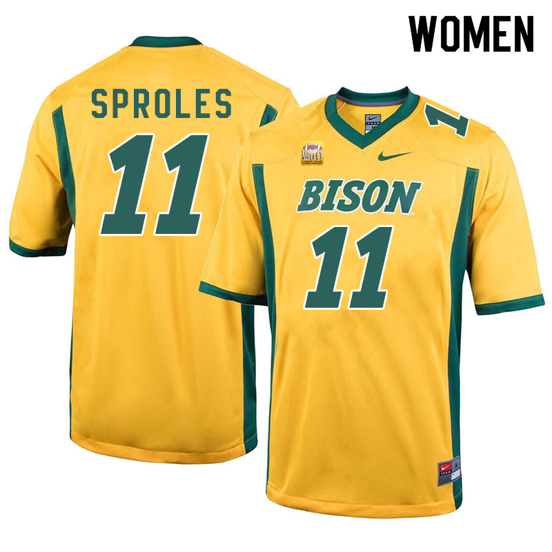 Women #11 Phoenix Sproles North Dakota State Bison College Football Jerseys Sale-Yellow - Click Image to Close